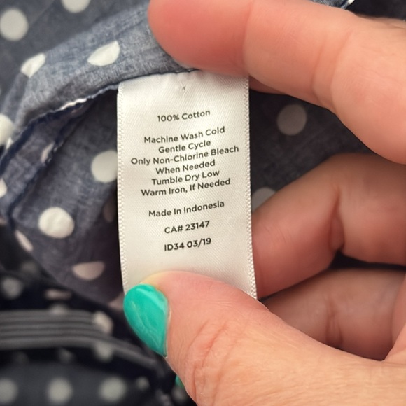 Talbots‎ Navy and White Polka Dot button down women’s top size 1XP - Picture 6 of 7